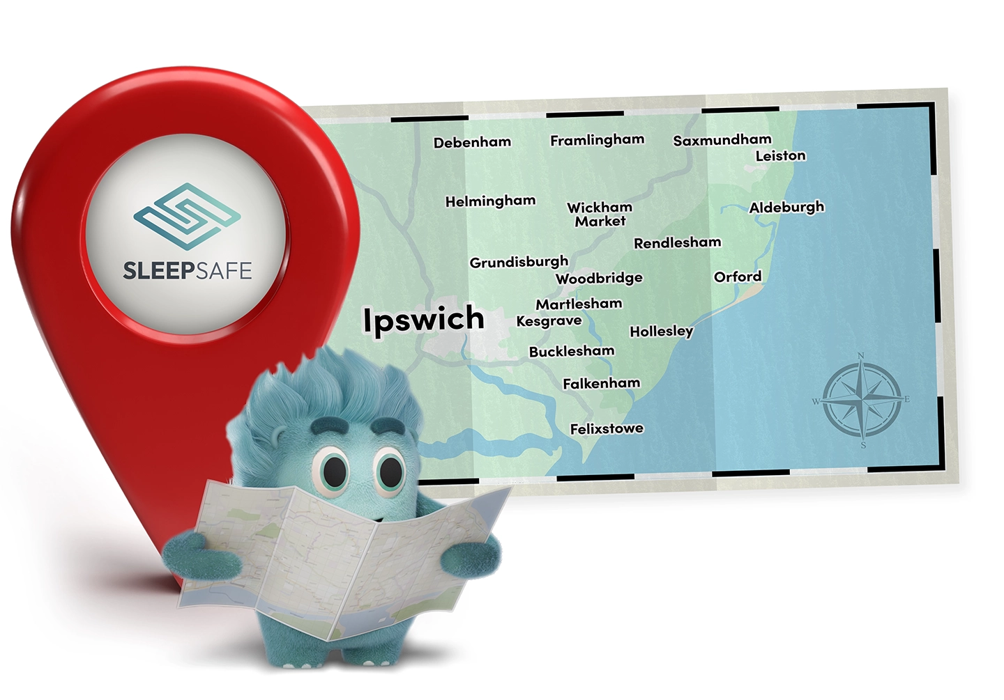 Areas we cover map & mascot